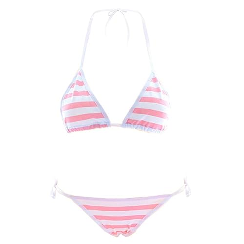 SPORCLO Cute Sexy Anime Lingerie Bra and Panty Set Lolita Cosplay Micro Underwear Suit Kawaii for Women - Pink Stripe