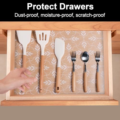 Cooyes Shelf Liner Drawer Liners, Shelf Liners for Kitchen Cabinets, Non-Adhesive Cabinet Liner, EVA Waterproof Non-Slip Refrigerator Liners for Kitchen Drawers (Transparent, 11.8 in x 9.9ft) - Thumbnail 2