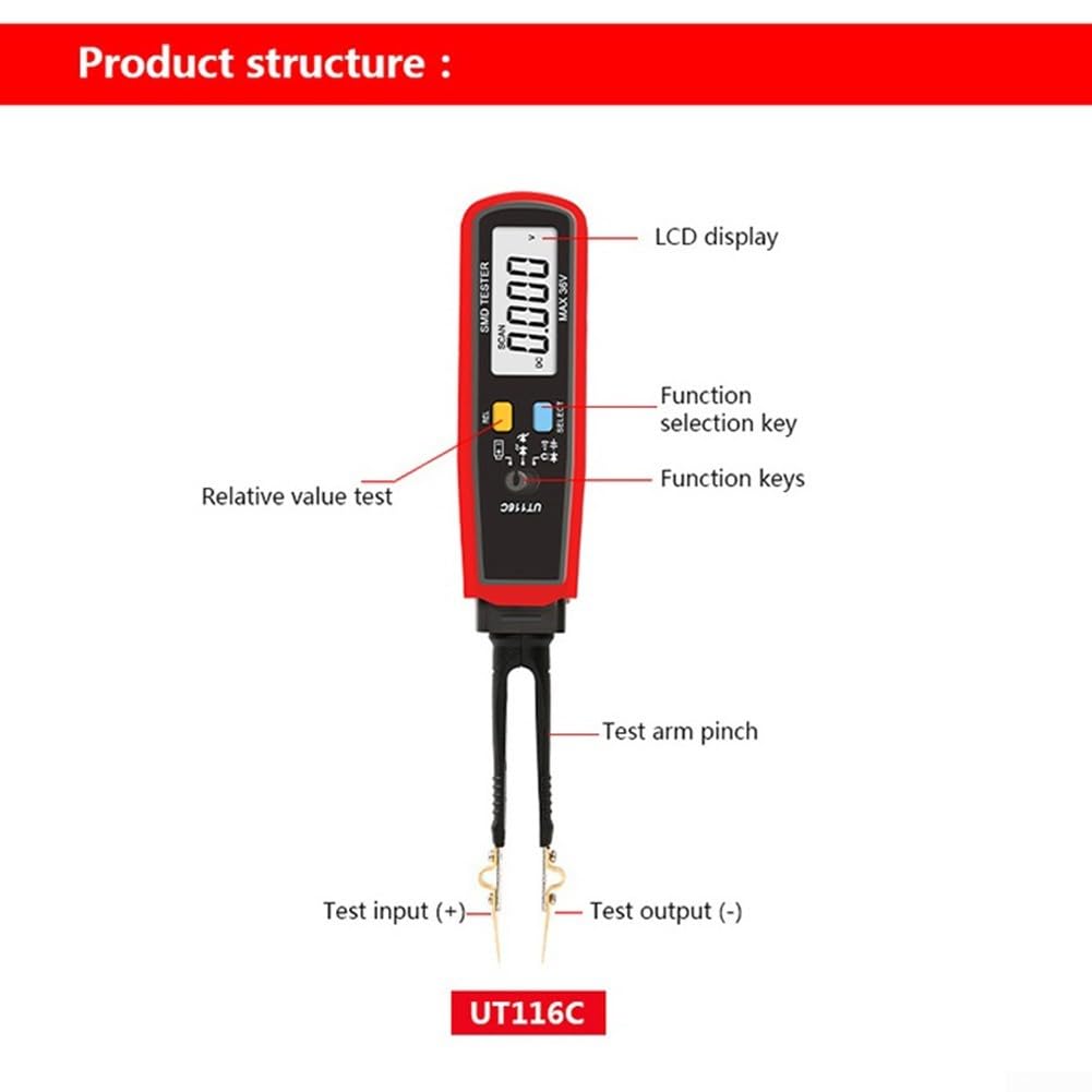Multimètre pour smd UT116C Écran LCD Rotable Test Diode Multimètre