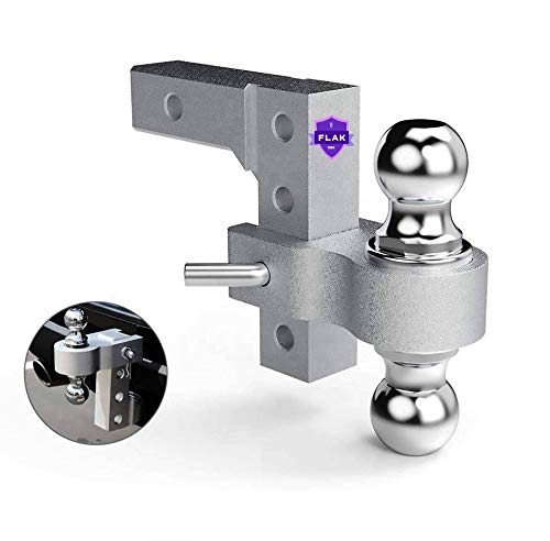 MACRO FLAK Aluminum Adjustable Trailer Hitch Receiver Dual Ball Mount Rise Trailer Drop Hitch Tow Towing Ball Mount Trailer Hitch Receivers max payload 5000LBS