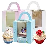 Single Cupcake Boxes, 30 pcs Portable Individual Cupcake Containers Holders, Muffin Gift Cupcake Box...