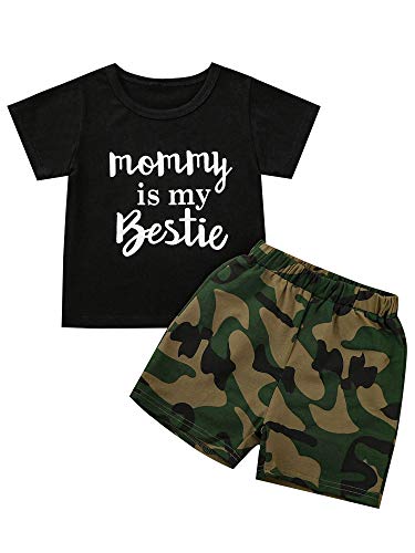 Toddler Baby Boys' Short Set Kids Summer Outfit Cotton 2 Pieces Pant Set Short Sleeve Clothing Sets (A# Black, 18-24 Months)