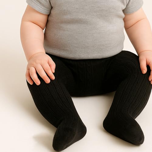 Image of SYGA Baby Tights For Girls Soft Cotton Infant Leggings Toddler Solid Knit Socks Newborn Warm Crochet Pants Stockings - Purple