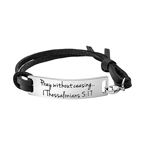 Yiyang Religious Bracelets for Women Inspirational Christian Gifts for Her Christmas Personalized Scripture Birthday Leather Strap Bangle