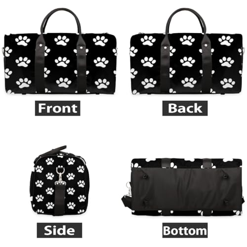 Travel Duffel Bag, Animal Cat Dog Paw Prints Sports Tote Gym Bag Foldable Western Aztec Weekender Bag Carry on Luggage Handle Bag Overnight Shoulder Bag for Women Men,A-8902