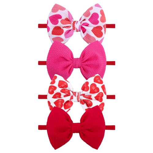 YanJie Valentines Baby Headband Bows Infant Headband Newborn Girls Valentines Day Hairband Hair Accessories Bows Love Headband Pink Hairbands Bows...
