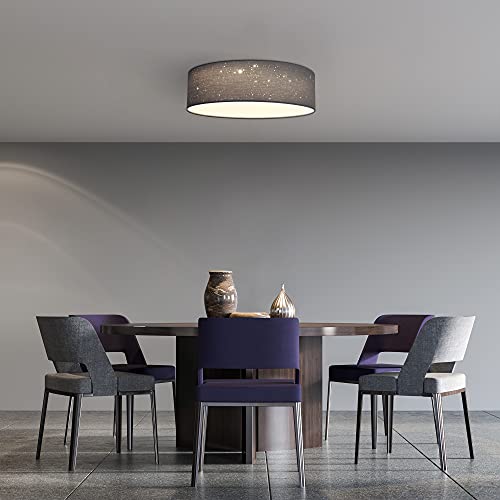 Navaris LED Deckenleuchte 40cm - Dimmbar Farbtemperaturwechsel Fernbedienung - 22W Stoff Hellgrau Sternenhimmel - Wohnzimmer Lampe Schlafzimmer Deckenlampe Kinderzimmer Lampe Decke