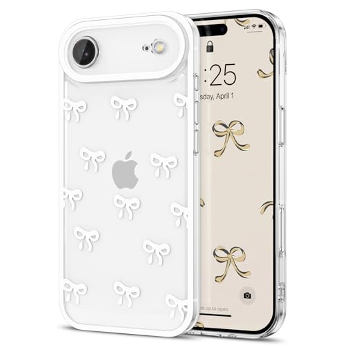 Cas pour iPhone Air coque transparente motif ruban satin blanc EYZUTAK