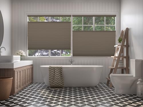 BlindsAvenue Cordless Top Down Bottom Up Cellular Honeycomb Shade, 9/16" Single Cell, Blackout, Warm Cocoa, Size: 34.5" W x 48" H
