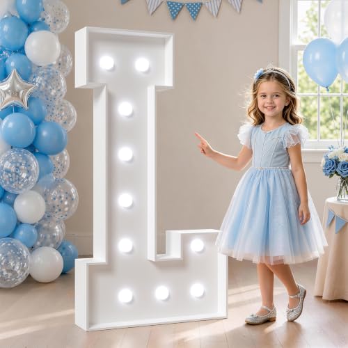 Image of Marquee Letters 4 Feet Tall, Cool Light Up Letters L for Party Decor | 4ft Marquee Light Up Letters for Birthday Graduation Decor, Large Sign for Wedding Baby Shower 21 Pcs Accessory Set