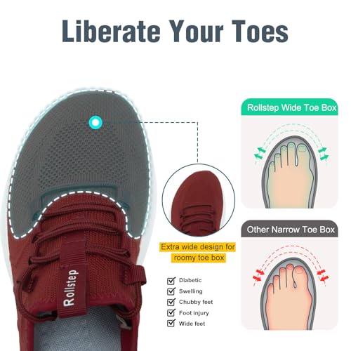 Image of Wide Toe Box Shoes Women Extra Wide Width Sneakers Air Cushion Road Running Shoes Ultra Light Tennis Gym Workout Training Shoes Breathable Walking Shoes with Arch Support