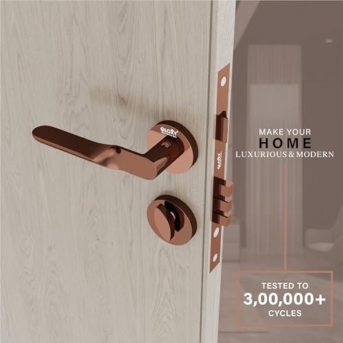 Image of GLOXY Mortise Locks for Main Door, Mortise Door Lock, Door Set with 3 Brass Keys, Bedroom Door Lock, Handle Lock for Homes, Balcony| Rose Gold Finish (2 Years Warranty, Pack of 1)