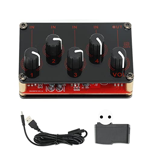 Mixer de áudio Estéreo, Passivo 100‑240 V Metal 1 Saída Ampla Compatibilidade Mini Console de Placa