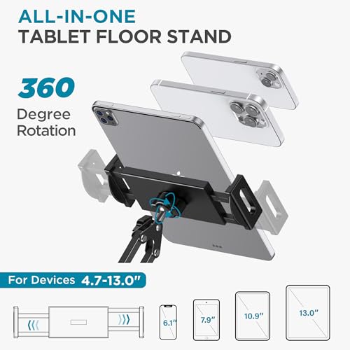 image for InnoGear Tablet Floor Stand, Overhead Bed Phone Stand Adjustable Holde