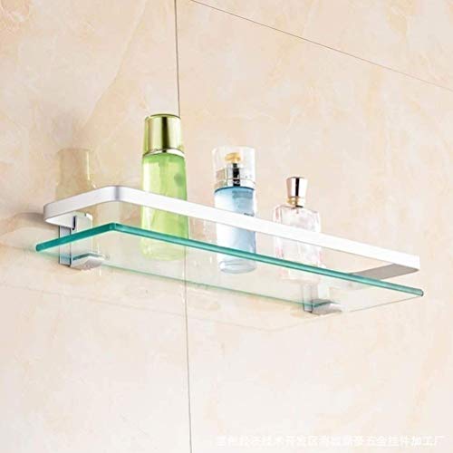 Zhanmam Rectangular Tempered Glass Shelf Bathroom Shower Caddies Shelves With Thick Glass Wall Mount Anodizing Bracket 1 Tier 30~80Cm 0118 (Size : 60Cm) #TOP1