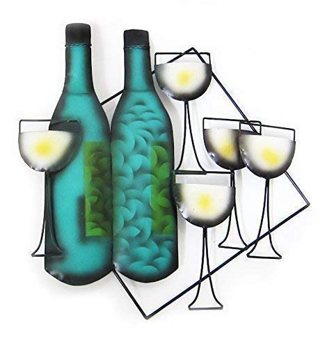 Double DuckMETAL WALL ART/DECORATION: GREEN WINE BOTTLES/GLASSES