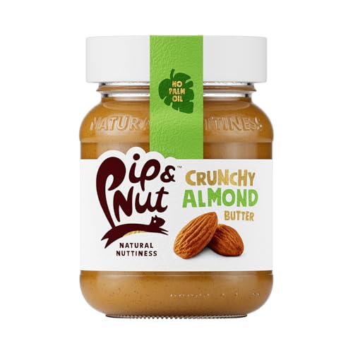 Pip & Nut - Crunchy Almond Butter (6 x 170 g) | No Palm Oil Natural No Added Sugar Vegan Single Origin Hi-Oleic Peanuts