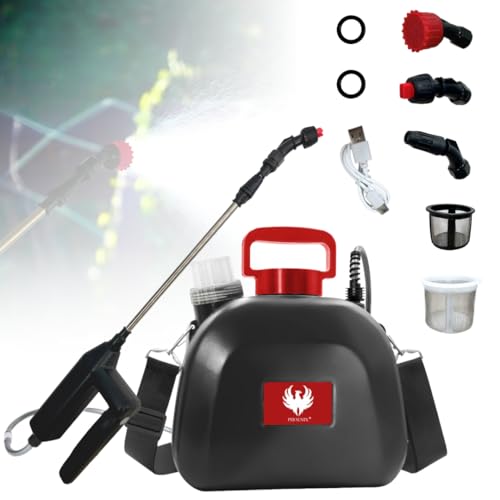 PHOENIX - Pompa Irroratrice a Batteria 5L – Spruzzatore Elettrico con 3h di Autonomia, Nebulizzatore Giardino con 3 Ugelli (Cono, Ventaglio, Doccia), Leggero, Robusto, Versatile