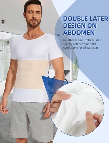 MISS MOLY Compression Shirts for Men Tummy Control Undershirt Gynomastica Slimming Short Sleeve Waist Trainer Shapewear3