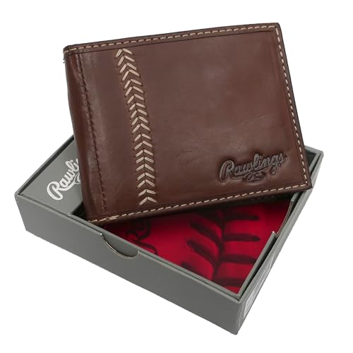Rawlings Baseball Stitch Leather Bifold Wallet Chocolate3