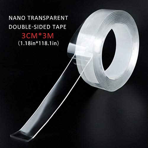 Preisvergleich Produktbild Nahtloser Nano-Kleber transparenter waschbarer entfernbarer wiederverwendbarer dicker doppelseitiger Kleber (118.1in / 3m)