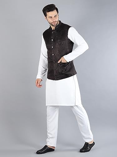 Image of Uri and MacKenzie Men's Silk Blend Kurta Pajama with Designer Ethnic Nehru Jacket /Modi Jacket