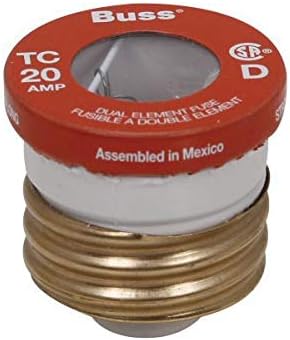 Bussmann TC-20PK4 125 VAC Dual-Element Time-Delay Type D CSA 20 Amp Edison Base Plug Fuses (4 Pack)