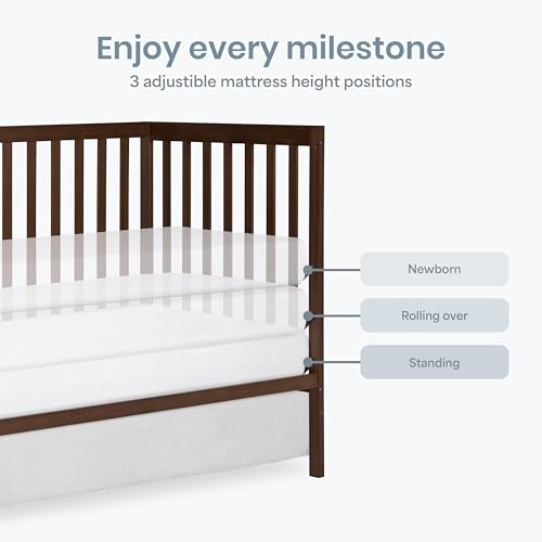 Image of Dream On Me Synergy 5-in-1 Convertible Full Size Baby Crib, Walnut Brown