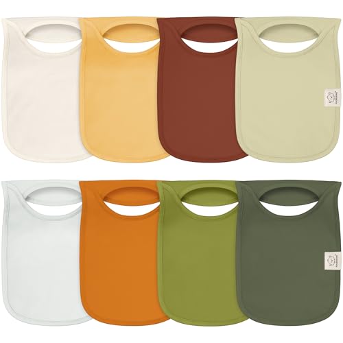 Image of 8-Pack Baby Bibs for Boys, Girls - Pullover Bibs for Drooling Teething Baby Girl & Boy Toddler, Newborn, Soft & Absorbent, Cute Colors, Large Torso Coverage Keep Infant Clean & Dry (Sahara)