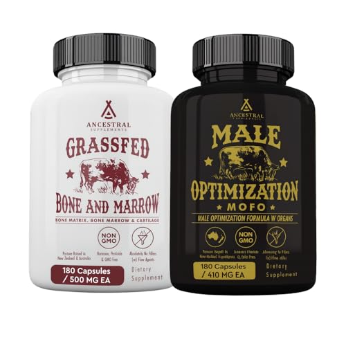 Ancestral Supplements Mofo & Bone and Marrow Bundle for Men – Supports Strength, Energy, Joint & Hormone Health – Grass Fed Beef Organ Blend with Collagen, Growth Factors & Whole Bone Extract