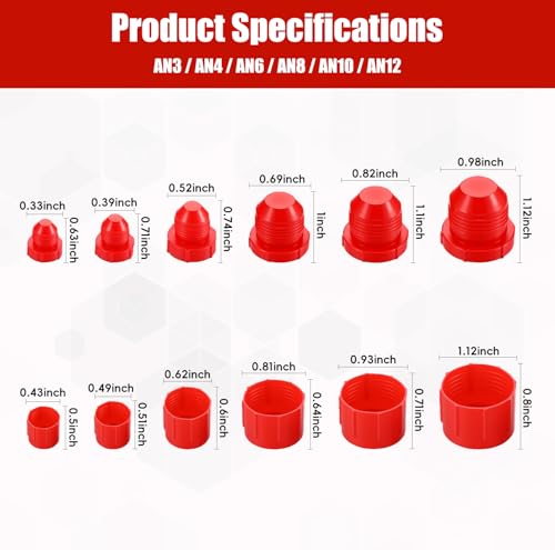 Image of 144 Pcs Plastic Caps and Plugs Kit for an-3 to AN-12 Fluid Lines Hoses