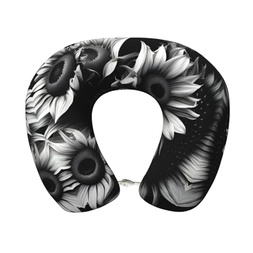 Almohada de viaje con diseño en negro y blanco miniatura 1