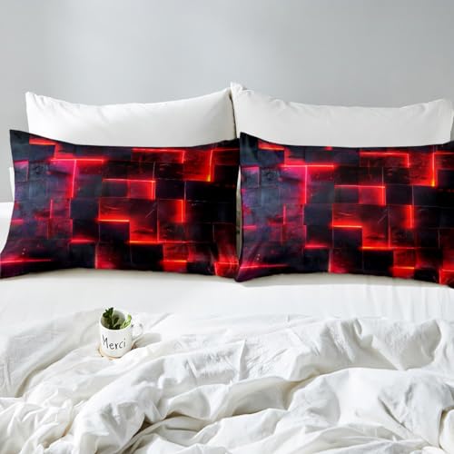 Red and Black Bed Set 3D Glowing Buffalo Duvet Cover Super King Size - Image 4