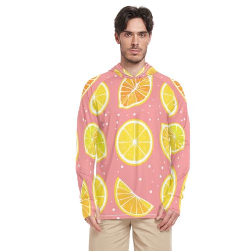 Rash guard homme pêche et running t-shirt anti-UV UPF 50+ manches longues motif citron jaune