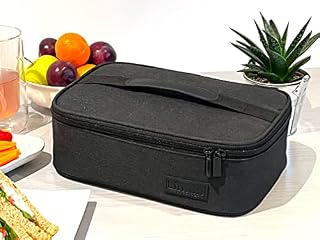 Small Lunch Box Bag Food Storage for Men Women Adults and Kids, Portable Thermal Insulated Cooler Bag, Compact Adult Lunch Box Work Office, Travel kit. Black. UK Brand