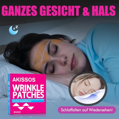 Akissos Falten Pflaster Gesicht - 80 Stück Zornesfalte Pflaster Anti Falten Pflasters Anti Wrinkle Patches für Stirn 11's Augen Lächelnde Linie - Face Lifting Tape Verwendung über Nacht