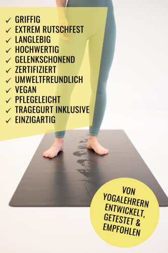 byINGI Professionele yogamat inclusief draagriem, van natuurlijk rubber en extreem antislip PU, vrij van schadelijke stoffen en veganistisch, duurzaam, voor alle soorten yoga, ontwikkeld door yogaleraren, 183 x 68 x 0,4 cm - Image 5