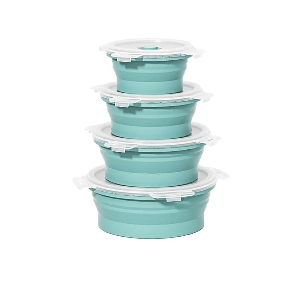 DYRBF - Set di contenitori per alimenti in silicone, pieghevoli, insalatiera con coperchio, portatile