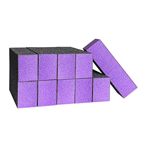 HeeYaa 10 Pcs Nail Buffer Sanding Block Polisher Buffing File 100/180 Grit 3 Sides Nail Files Art Pedicure Manicure File(Black Purple) Cover