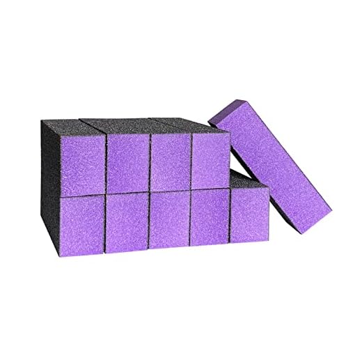 HeeYaa 10 Pcs Nail Buffer Sanding Block Polisher Buffing File 100/180 Grit 3 Sides Nail Files Art Pedicure Manicure File(Black Purple)