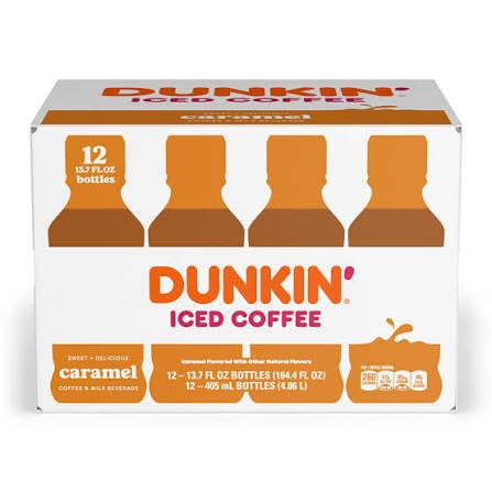 Dunkin' Iced Coffee Caramel Bottles, 13.7 fl oz, 12 Pack