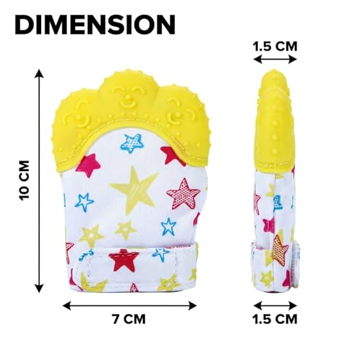 Image of FunBlast Baby Teething Mitten - Soft Silicone Teether Glove for Infants, BPA-Free, Safe & Comfortable Teething Toy for 3+ Months Babies, Toddlers, Infants (Yellow)