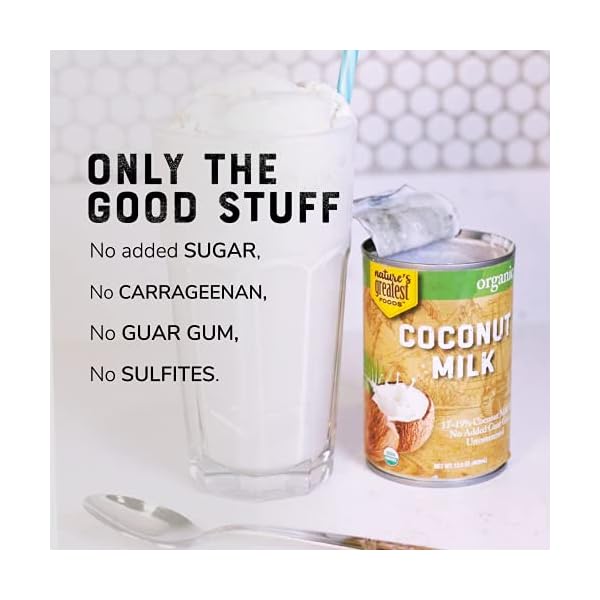 Organic Coconut Milk by Nature’s Greatest Foods - 13.5 Oz - No Guar Gum, No Preservatives – Gluten Free, Vegan and Kosher - 17-19% Coconut Milk Fat, Unsweetened (Pack of 12)