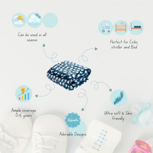 Image of Florida All Season AC Baby Blanket Swaddler Wrapper Flannel Soft and Comfortable for 0-5 Years Babies with Adorable Prints and Designs (Blue Rabbit)