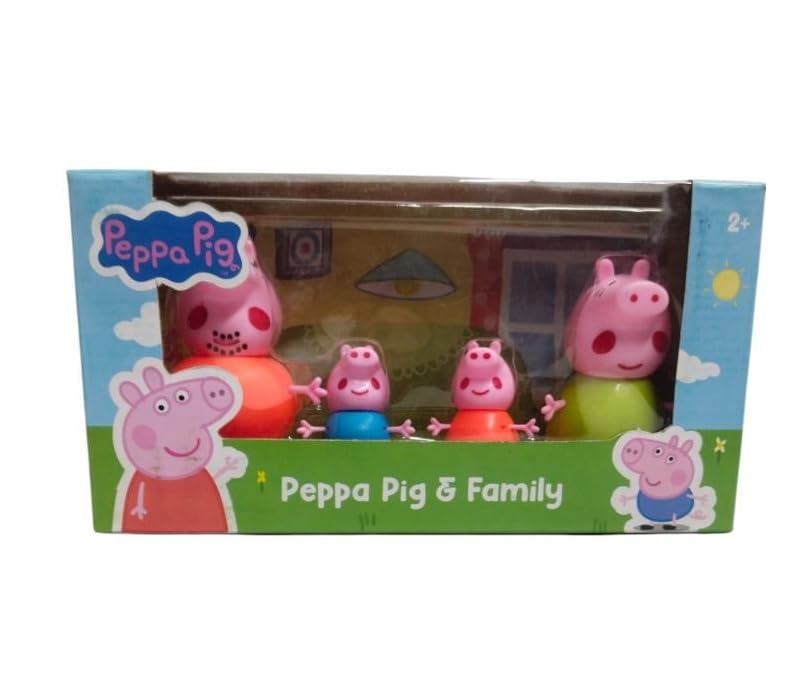 Image of Awestuffs Peppa Pig Family Set of Peppa, George, Daddy Pig, Mommy Pig Pretend Play Set, Best Gift for Kids (Peppa Family) (Assorted Colours)