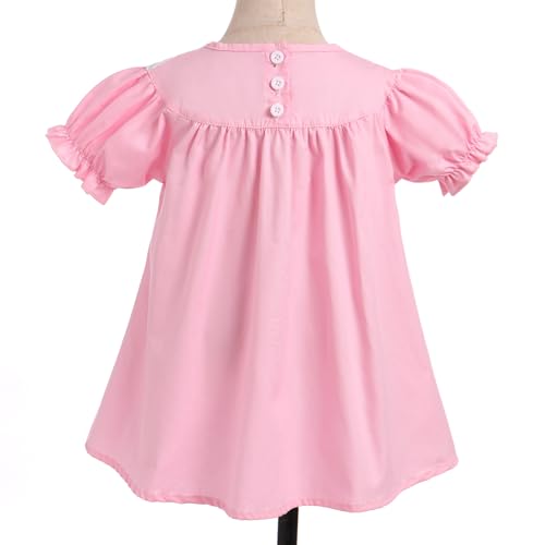 ODASDO Baby Girls Toddler Kids Smocked Bishop Dress Embroidery Short Sleeve A-line Birthday Party Dresses Summer Clothes3