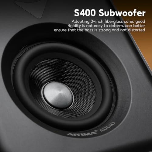 Image of AIYIMA S400 80 Watt 2.0 Channel Home Audio Active Bookshelf Speakers with Sub Out | TPA3118 Amp Chip | Bluetooth /Optical /RCA /USB Input for TV | Treble & Bass Tone | Remote |Upgraded Version