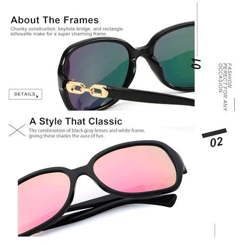 Image of SIPHEW Polarized Sunglasses for Women | Vintage Square Sunglasses w UV400 Protection | Womens Wraparound Shade