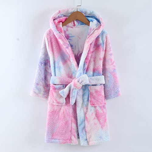Toddler Kids Baby Boys Girls Soft Fleece Tie Dye Pajamas Sleepwear Flannel Warm Hooded Towel Bathrobe Robe Outfits #TOP2