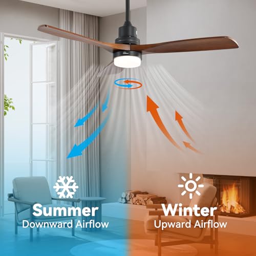 Image of Sofucor Smart Ceiling Fan, 52 inch Low Profile Ceiling Fans with Lights and Remote, Compatible with Alexa /Google /App, 3-Color Light 6-Speed DC Motor Reversible Timer for Bedroom Living Room Patio Outdoor
